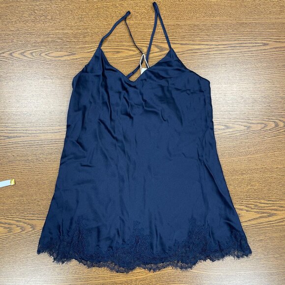 Ginia RTW Chantilly Lace Silk Camisole in Navy, Size S - NWT - Picture 1 of 4